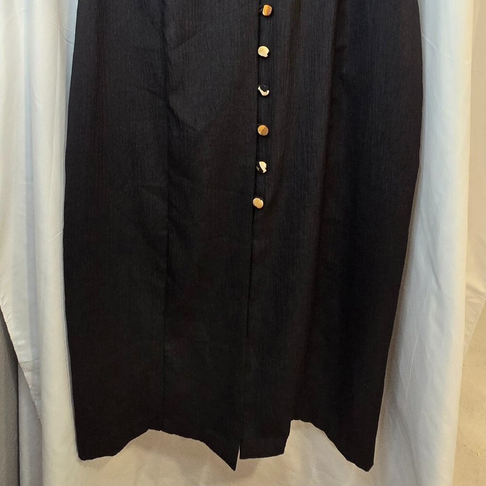 Vintage Miss Dorby Button Up Dress Black With Leopard Print Details Size 18 - Picture 8 of 10